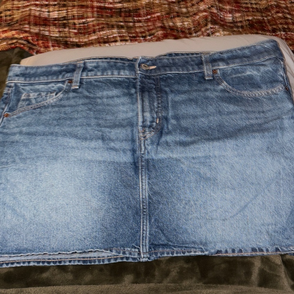 Old Navy Washed Blue Denim Midi Skirt